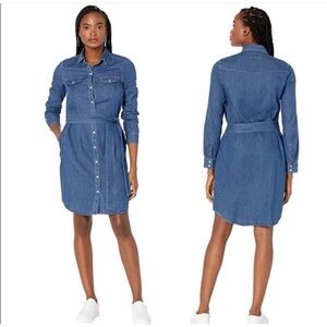 UNTUCKit Vintage Blue Denim Kate Shirt Dress Western Pearl Snap Front Pockets 8